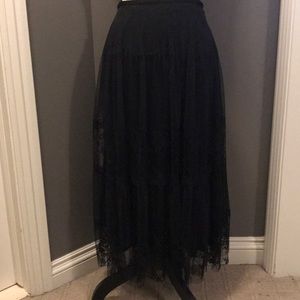 NWOT Pleated black lace skirt sz 12